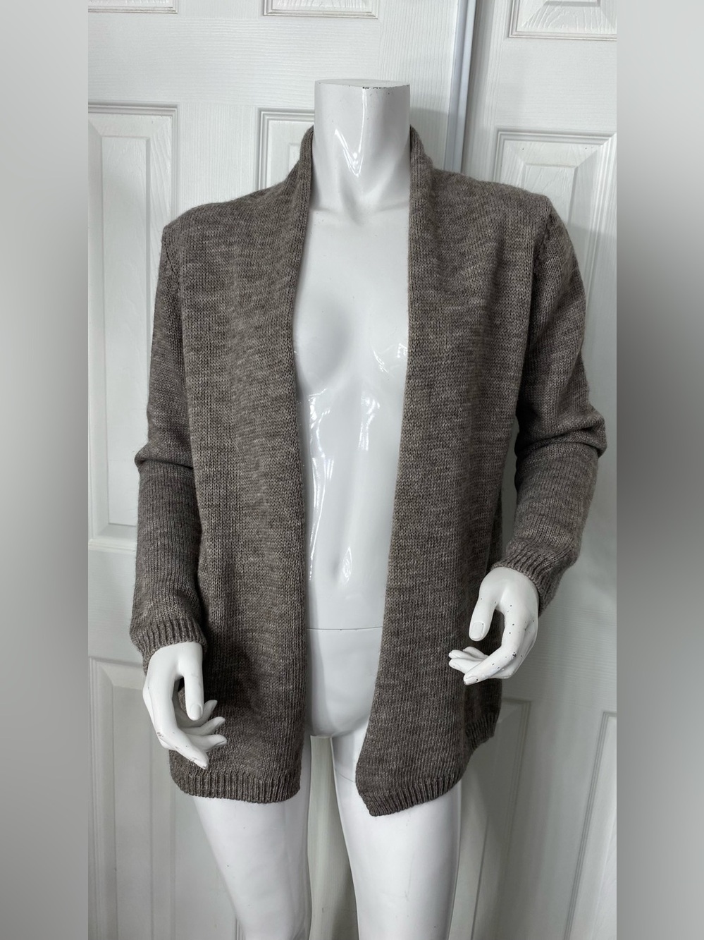 ‼️Made in Italy Open-Front Heather Taupe Cardigan Sweater for Women